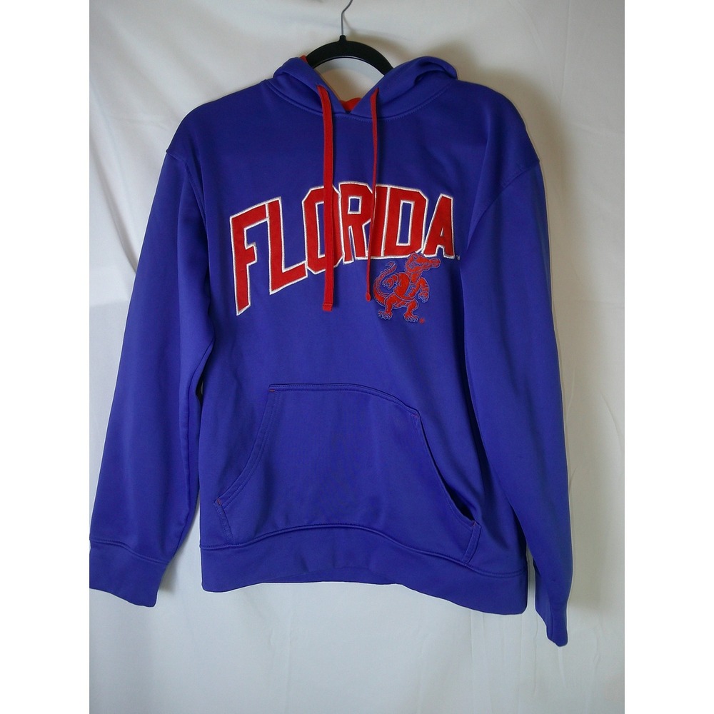Vintage Majestic Section 101 Florida Gators Spellout Hoodie Blue Orange Mens Med